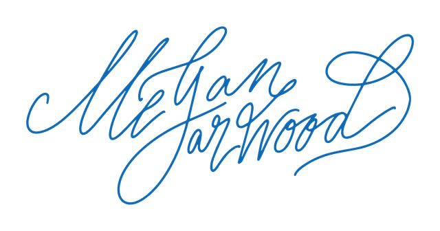 Megan Garwood in intricate script font